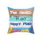 The Beach Is My Happy Place Square Pillow