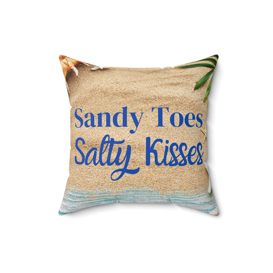 Sandy Toes Salty Kisses Square Pillow